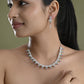 VOJ Silver Plated Green And Pink Stone AD Necklace And Earrings Set - Swadesiicart