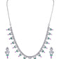 VOJ Silver Plated Green And Pink Stone AD Necklace And Earrings Set - Swadesiicart