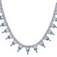 VOJ Silver Plated Green And Pink Stone AD Necklace And Earrings Set - Swadesiicart