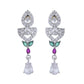 VOJ Silver Plated Green And Pink Stone AD Necklace And Earrings Set - Swadesiicart