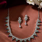 VOJ Silver Plated Green And Pink Stone AD Necklace And Earrings Set - Swadesiicart