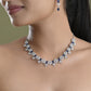 VOJ Silver Plated Dark Blue Stone Circular AD Jewellery Set - Swadesiicart