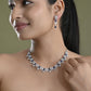 VOJ Silver Plated Dark Blue Stone Circular AD Jewellery Set - Swadesiicart