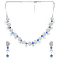 VOJ Silver Plated Dark Blue Stone Circular AD Jewellery Set - Swadesiicart