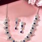 VOJ Silver Plated Dark Blue Stone Circular AD Jewellery Set - Swadesiicart
