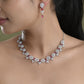 VOJ Silver Plated Pink Stone Circular AD Jewellery Set - Swadesiicart