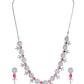 VOJ Silver Plated Pink Stone Circular AD Jewellery Set - Swadesiicart