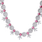 VOJ Silver Plated Pink Stone Circular AD Jewellery Set - Swadesiicart