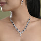VOJ Silver Plated Dark Stone Tear Drop Shaped AD Jewellery Set - Swadesiicart