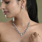 VOJ Silver Plated Dark Stone Tear Drop Shaped AD Jewellery Set - Swadesiicart