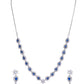 VOJ Silver Plated Dark Stone Tear Drop Shaped AD Jewellery Set - Swadesiicart