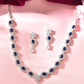 VOJ Silver Plated Dark Stone Tear Drop Shaped AD Jewellery Set - Swadesiicart