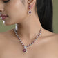 VOJ Silver Plated Marron Stone Floral AD Jewellery Set - Swadesiicart