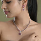 VOJ Silver Plated Marron Stone Floral AD Jewellery Set - Swadesiicart
