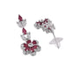 VOJ Silver Plated Marron Stone Floral AD Jewellery Set - Swadesiicart