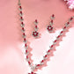 VOJ Silver Plated Marron Stone Floral AD Jewellery Set - Swadesiicart