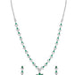 VOJ Silver Plated Green Stone Floral AD Jewellery Set - Swadesiicart
