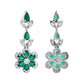 VOJ Silver Plated Green Stone Floral AD Jewellery Set - Swadesiicart