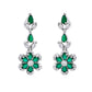 VOJ Silver Plated Green Stone Floral AD Jewellery Set - Swadesiicart