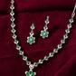 VOJ Silver Plated Green Stone Floral AD Jewellery Set - Swadesiicart