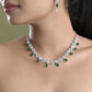VOJ Silver Plated Green Stone Cricular AD Jewellery Set - Swadesiicart
