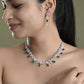 VOJ Silver Plated Green Stone Cricular AD Jewellery Set - Swadesiicart
