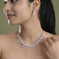 VOJ Silver Plated Baby Pink Stone Floral And Cricular AD Jewellery Set - Swadesiicart