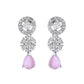 VOJ Silver Plated Baby Pink Stone Floral And Cricular AD Jewellery Set - Swadesiicart
