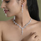 VOJ Silver Plated Baby Pink Stone Tear Drop Shaped AD Jewellery Set - Swadesiicart