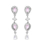 VOJ Silver Plated Baby Pink Stone Tear Drop Shaped AD Jewellery Set - Swadesiicart