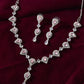 VOJ Silver Plated Baby Pink Stone Tear Drop Shaped AD Jewellery Set - Swadesiicart