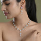 VOJ Silver Plated Yellow Stone Tear Drop Shaped AD Jewellery Set - Swadesiicart