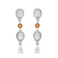 VOJ Silver Plated Yellow Stone Tear Drop Shaped AD Jewellery Set - Swadesiicart