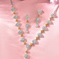 VOJ Silver Plated Yellow Stone Tear Drop Shaped AD Jewellery Set - Swadesiicart