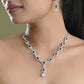 VOJ Silver Plated Green Stone Geometrical Shaped AD Jewellery Set - Swadesiicart