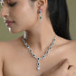 VOJ Silver Plated Green Stone Geometrical Shaped AD Jewellery Set - Swadesiicart