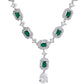 VOJ Silver Plated Green Stone Geometrical Shaped AD Jewellery Set - Swadesiicart