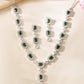 VOJ Silver Plated Green Stone Geometrical Shaped AD Jewellery Set - Swadesiicart
