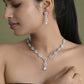 VOJ Silver Plated Geometrical Shaped AD Jewellery Set - Swadesiicart