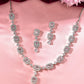 VOJ Silver Plated Geometrical Shaped AD Jewellery Set - Swadesiicart