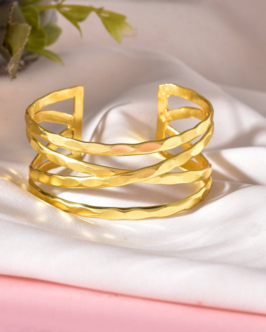 VOJ Gold-Polished Elegent Kada Bracelet - Swadesiicart