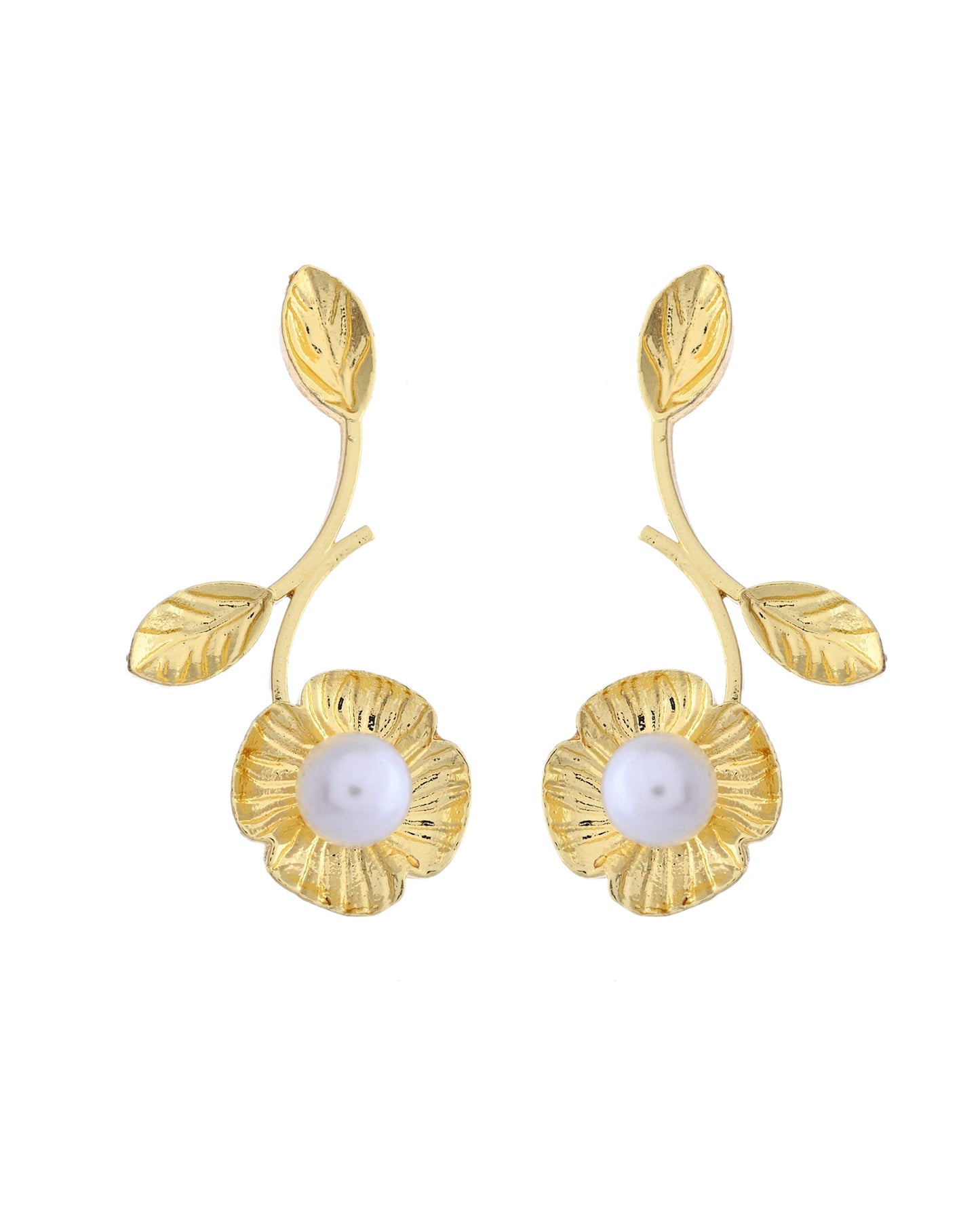 VOJ Gold Toned Floral Shaped Elegent Earrings - Swadesiicart