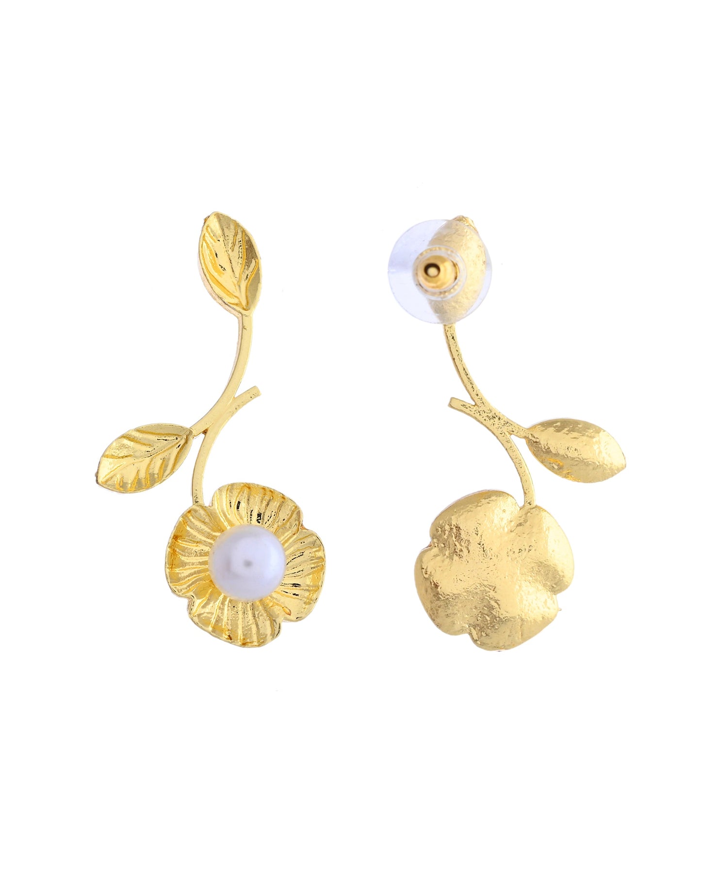 VOJ Gold Toned Floral Shaped Elegent Earrings - Swadesiicart