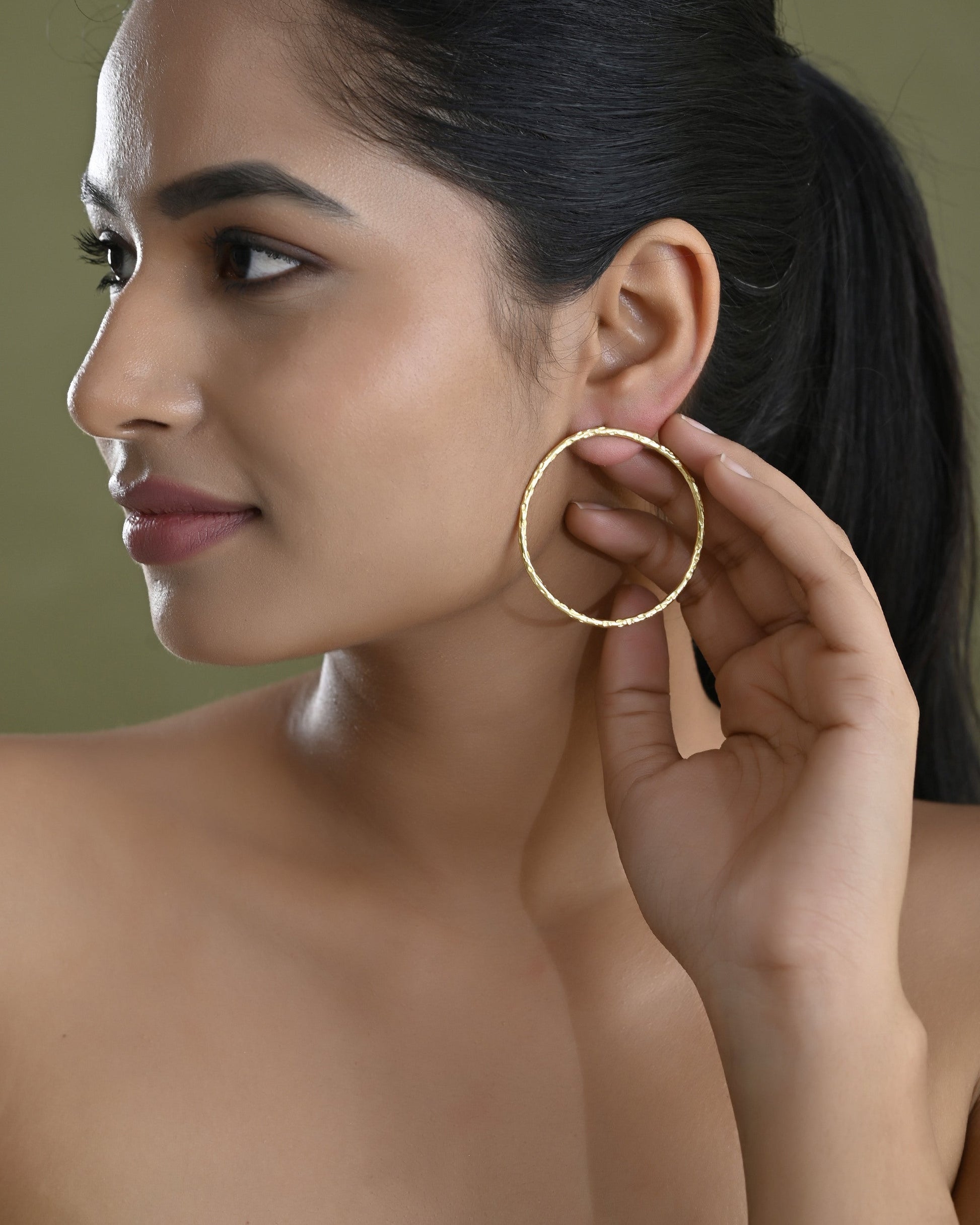 VOJ Gold Toned Circular Studs Earrings - Swadesiicart