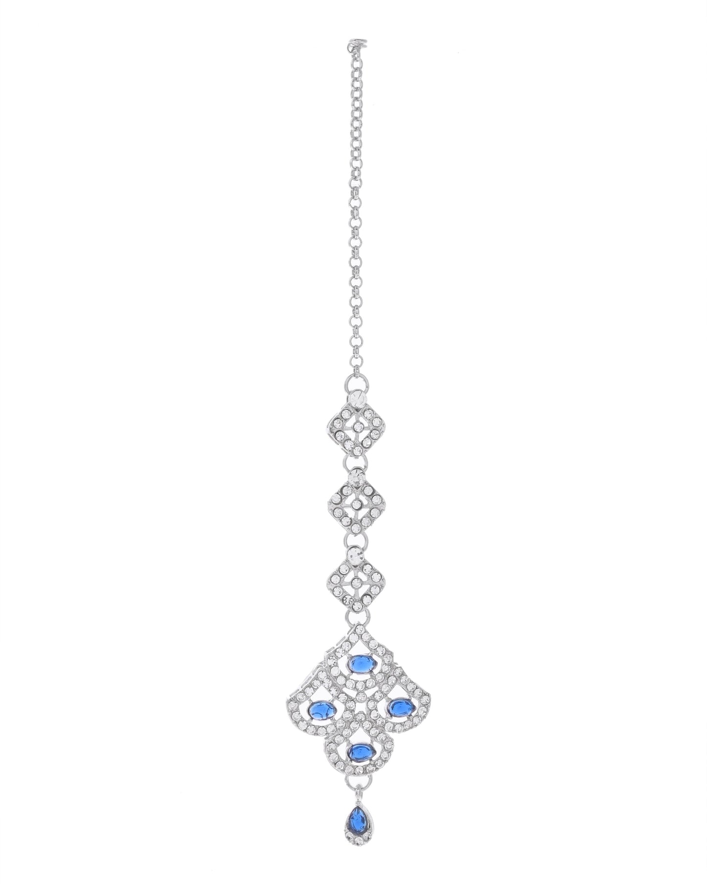 VOJ Silver-Plated Blue AD-Studded Elegent Jewellery Set - Swadesiicart