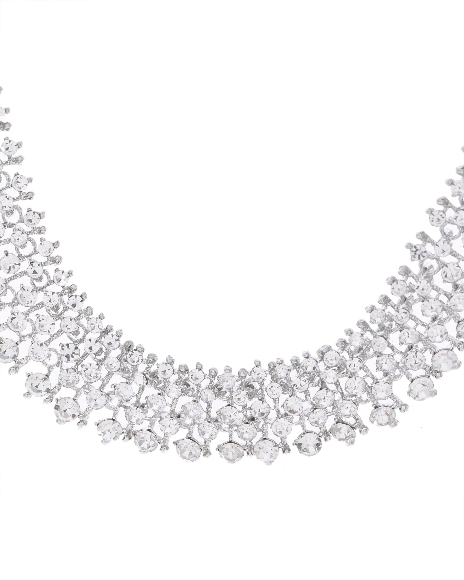 VOJ Silver-Plated AD-Studded Handcrafted Jewellery Set - Swadesiicart