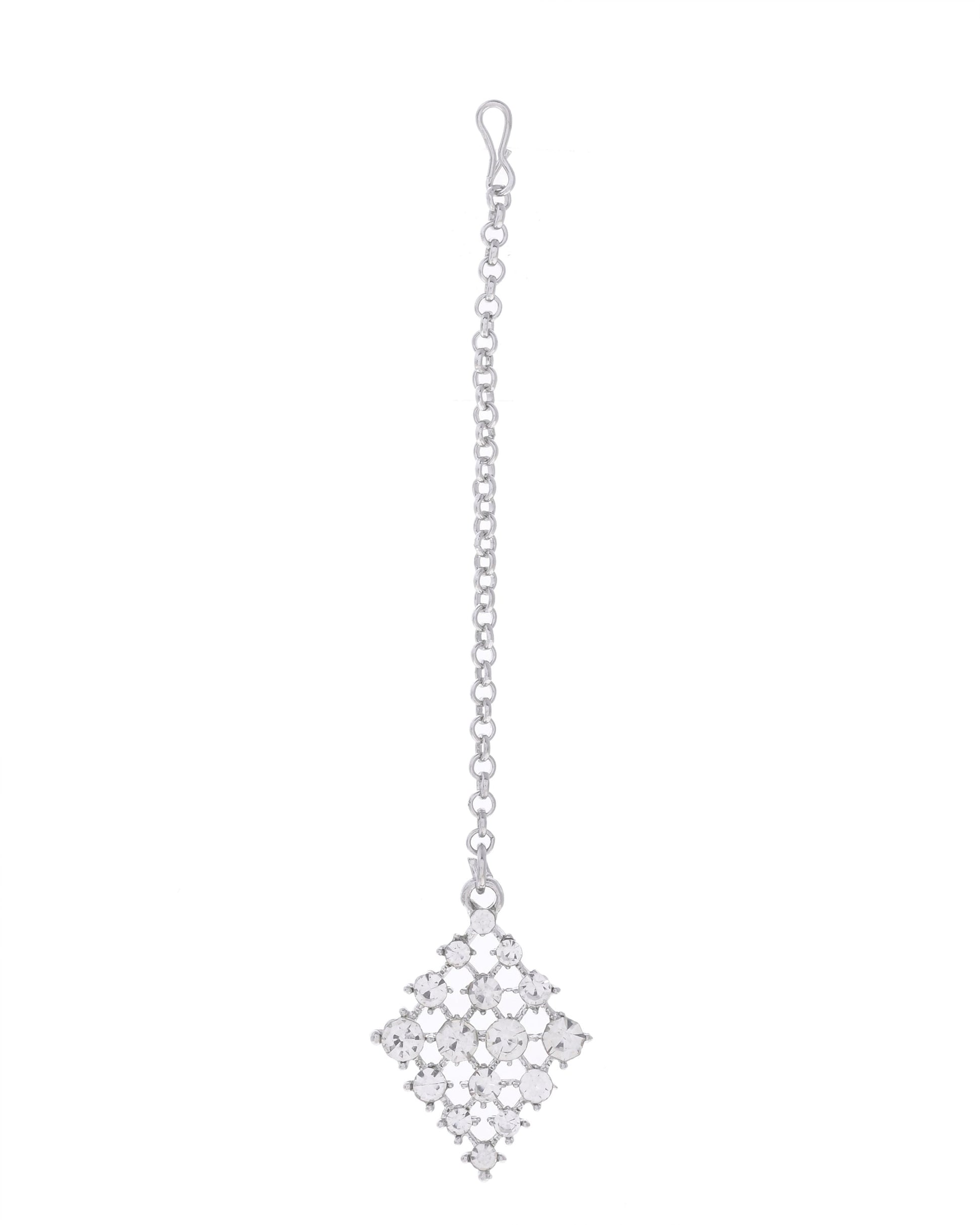 VOJ Silver-Plated AD-Studded Handcrafted Jewellery Set - Swadesiicart