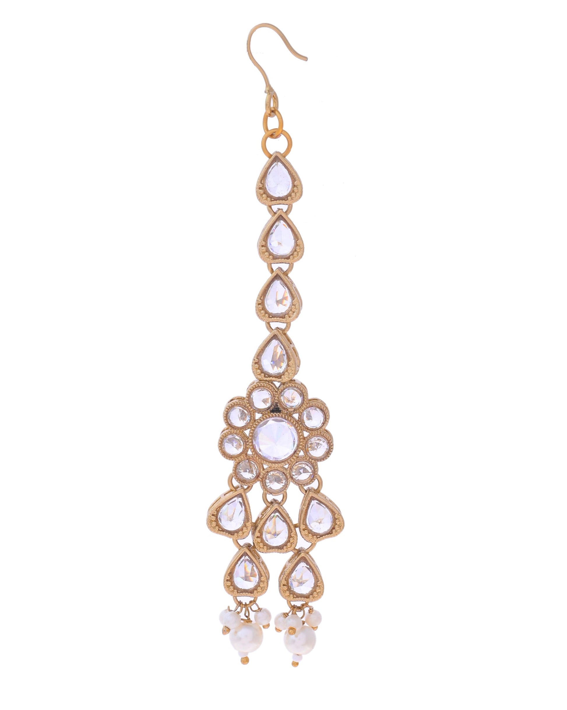 VOJ Gold-Polished White Beats Stuuded Handcrafted Jewellery Set - Swadesiicart