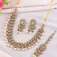 VOJ Gold-Polished White Beats Stuuded Handcrafted Jewellery Set - Swadesiicart