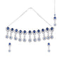VOJ Silver-Plated Blue AD-Studded Tear Drop Shape Jewellery Set - Swadesiicart